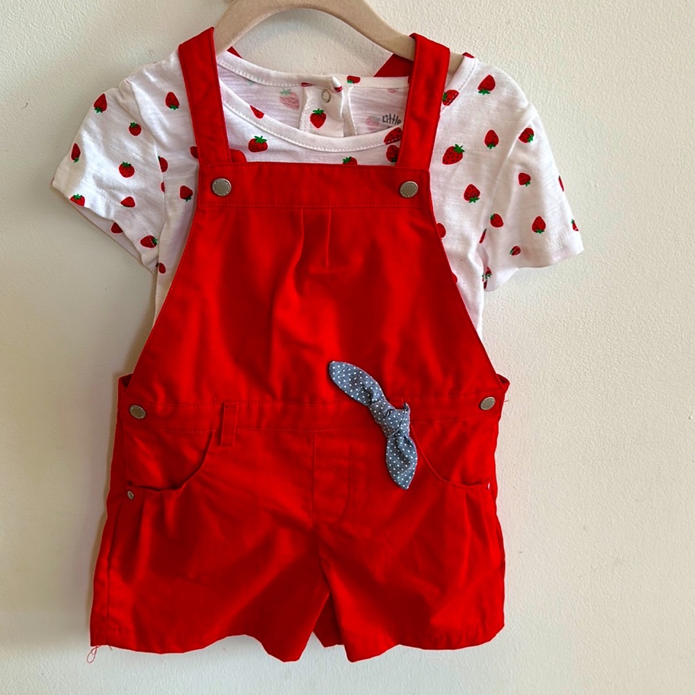 Little me overall shorts set NWOT